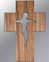 Holzkreuz 26 x 17,5 cm Ovengkol mit ausgestanztem Corpus