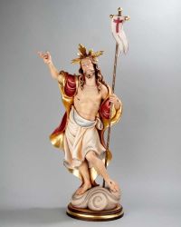 Auferstehungschristus aus Holz, geschnitzt, mit Fahne 90 cm hoch
