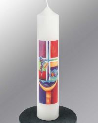 Kommunionkerze, 265/50 mm, mit eucharistischer Symbolik