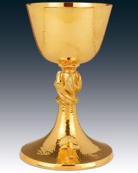 Kelch vergoldet mit Fischknauf 18,4 cm hoch