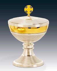 Ziborium versilbert + vergoldet, leicht oxydiert