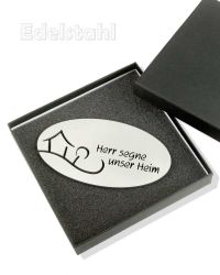 Haussegen aus Edelstahl, durchbrochen