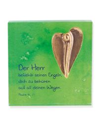 Wandplakette aus coloriertem Glas mit Segensspruch
