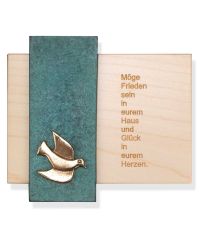 Haussegen auf Holz, mit Bronzeplatte - Hl. Geist