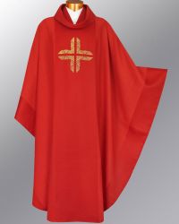 Kasel rot mit Goldkreuz gestickt