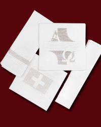 Kelchgarnitur mit beige und cremefarbig abgesetzter Sticckerei A & O
