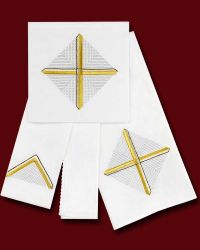 Kelchgarnitur Baumwolle/Leinen 4-Teilig mit geticktem Kreuz in Gold