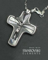 Halskette mit Kreuzanh�nger aus Swarovski-Kristall mit Corpus