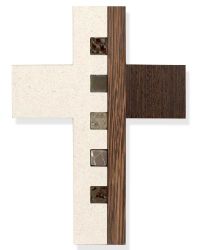 Kombinationskreuz f�r die Wand, Wengelholz mit Steineinlagen