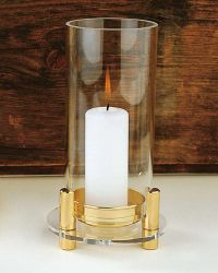 Windlicht, Messing poliert, 20 cm hoch