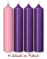 Preview: 4 Adventskerzen 250x60 mm RAL 3 x Kerze lila, 1 x rosa