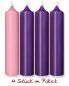 Preview: 4 Adventskerzen 300x70 mm RAL 3 x Kerze lila, 1 x rosa