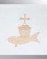 Preview: Kelchgarnitur Leinen 3-teilig Fisch gestickt beige