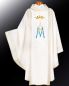 Preview: Kasel aus Wolle mit Lurex AM Mariensymbol gestickt