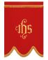 Preview: Fahne rot, 125 x 90 cm, IHS + Kreuz goldgestickt