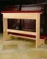 Preview: Betstuhl 80 cm Buche natur mit rotem Samtpolster