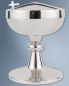 Preview: Ziborium Messing vernickelt, innen vergoldet 18 cm