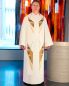 Preview: Mantelalbe creme 155 cm Mischgewebe Klettverschluss