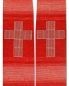 Preview: Stola rot, Wolle & Seide 140 cm, Kreuze gestickt