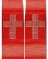 Preview: Stola rot, Wolle & Seide 140 cm, Kreuze gestickt