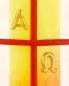 Preview: Osterkerze 165 x 50 mm A+O Wachsapplikation Lamm Gottes