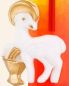 Preview: Osterkerze 165 x 50 mm A+O Wachsapplikation Lamm Gottes