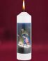 Preview: Weihnachtskerze 165x50mm weiß, Motiv Christi Geburt