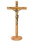 Preview: Stehkreuz mit Christuskörper Olivenholz 22 x 10 cm