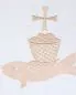 Preview: Palla Leinen 18 x 18 cm Fischsymbol beige gestickt