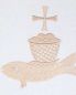 Preview: Kelchgarnitur Leinen 3-teilig Fisch gestickt beige