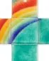 Preview: Glaskreuz 15 x 15 cm Fusing Design mit Regenbogen
