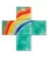 Preview: Glaskreuz Fusig grün mit Regenbogenmotiv 9 x 9 cm