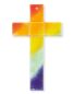 Preview: Glaskreuz 25 x14 cm Regenbogen Handarbeit