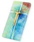 Preview: Glaskreuz 13 x 6 cm bunter Aufdruck mit Bronzekorpus