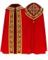Preview: Nikolausmantel mit Stola Damast rot mit Goldstickerei