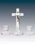 Preview: Altargarnitur Glas Stehkreuz 20 cm mit Kerzenleuchter