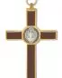 Mobile Preview: Benediktuskreuz 19 x 10 cm Messing vergoldet, emailiert