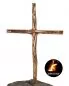 Preview: Kreuz aus Bronze 11 x 8 cm auf Basaltlava Gestein
