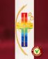 Preview: Osterkerze 400 x 60 mm, Regenbogenkreuz A + O
