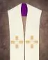 Preview: Doppelstola weiß & violett Kreuz modern, 140 cm