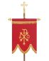 Preview: Prozessionsfahne 125x90cm rot  PX + Kreuz goldgestickt