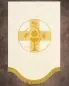 Mobile Preview: Fahne beige, Eucharistische Motive gestickt mit Fransen