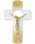Preview: Wandkreuz 25 x 16 cm aus Glas weiß gold