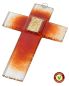 Preview: Glaskreuz 20 x 12 cm, "Alpha/Omega" Fusing rot