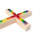 Preview: Wandkreuz Ahorn 20x14 cm mit bunter Glas-Auflage