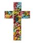 Preview: Wandkreuz Glas mehrfarbig 25,5 x 16 x 0,7 cm