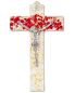 Preview: Wandkreuz mit Christus 24 x 14 cm Glasfusing rot gold