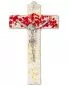 Preview: Wandkreuz mit Christus 24 x 14 cm Glasfusing rot gold