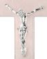 Preview: Wandkreuz Glas rosefarben 24 x 13 cm mit Christus