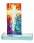 Preview: Glaskreuz farbig bedruckt 13 x 14,5 x 6 cm